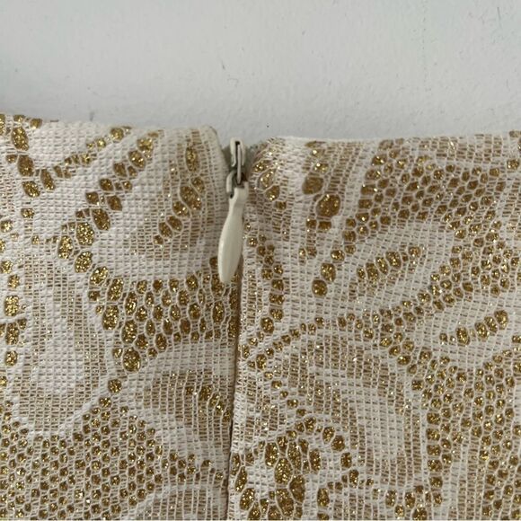 Chetta B Gold Cream Sparkly Lace Shift Dress - Picture 5 of 6